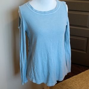 Anthropologie Light Blue Cotton Knit Top